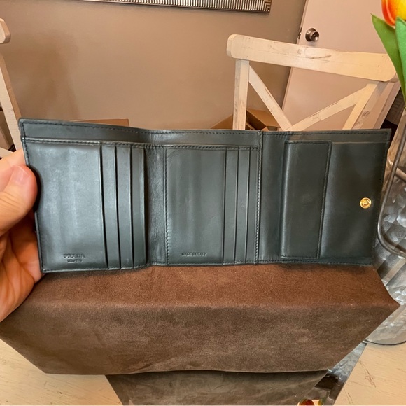 Prada green nylon and leather compact wallet - Picture 7 of 14